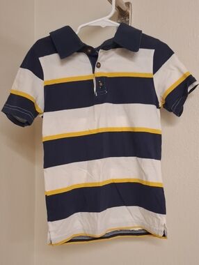 Carter's Navy, White & Yellow Striped Polo